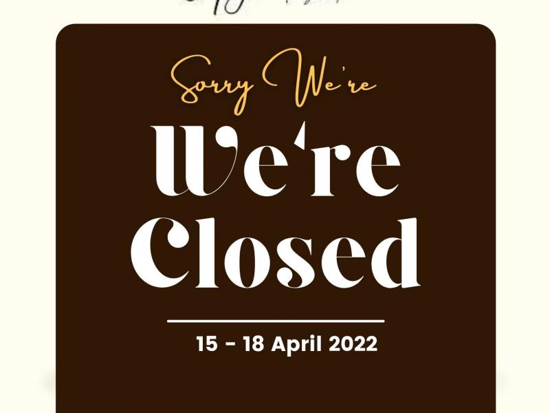 Café gesloten van 15-4-2022 tot 18-4-2022